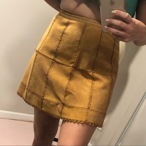 Free People Brown Suede A Line Boho Skirt